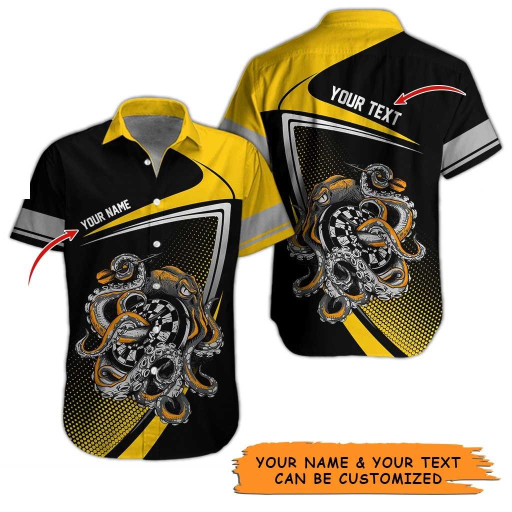 Personalized Name Darts Aloha Hawaiian Shirt - Darts Personalized Name Hawaiian Shirt, Octopus Hawaiian Shirt For Men & Women, Darts Lover - Image 3