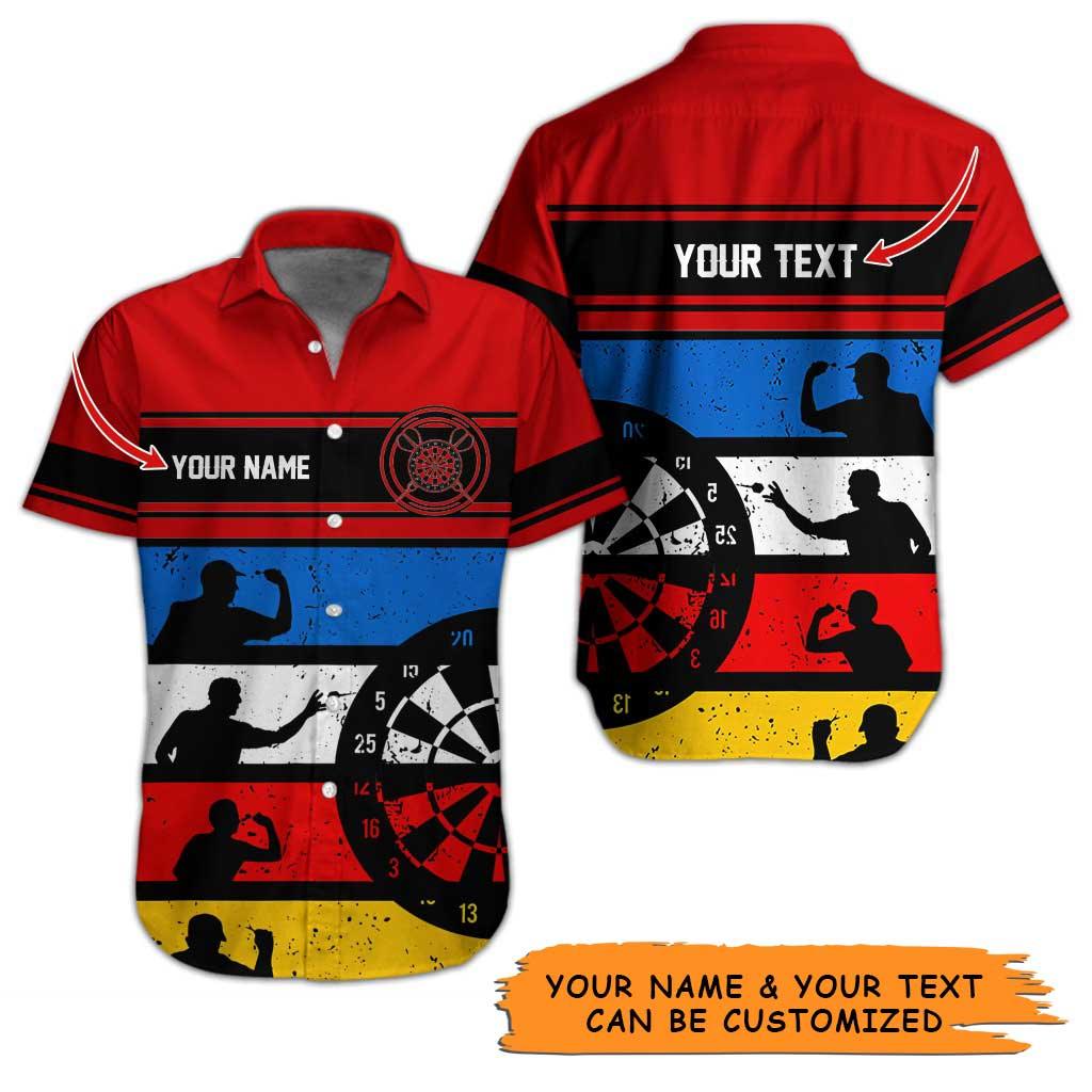 Personalized Name Darts Aloha Hawaiian Shirt - Men Playing Darts Pattern And Target Personalized Name Hawaiian Shirt For Men & Women, Darts Lover