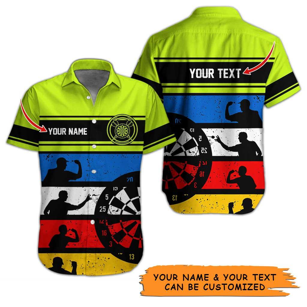 Personalized Name Darts Aloha Hawaiian Shirt - Men Playing Darts Pattern And Target Personalized Name Hawaiian Shirt For Men & Women, Darts Lover - Image 3