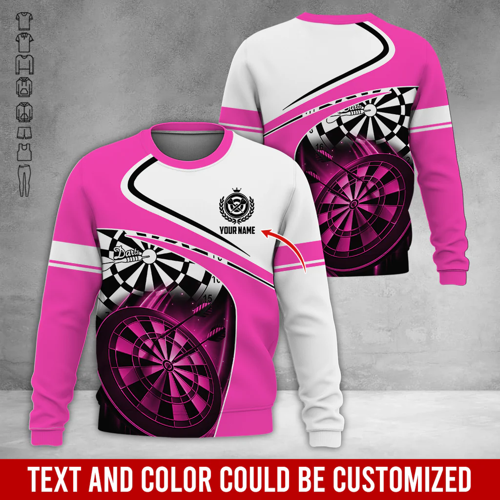Personalized Name Darts Sweatshirt, Customized Name Darts Team Uniform Sweatshirt For Men & Women - Gift For Darts Lovers, Darts Players - Image 3