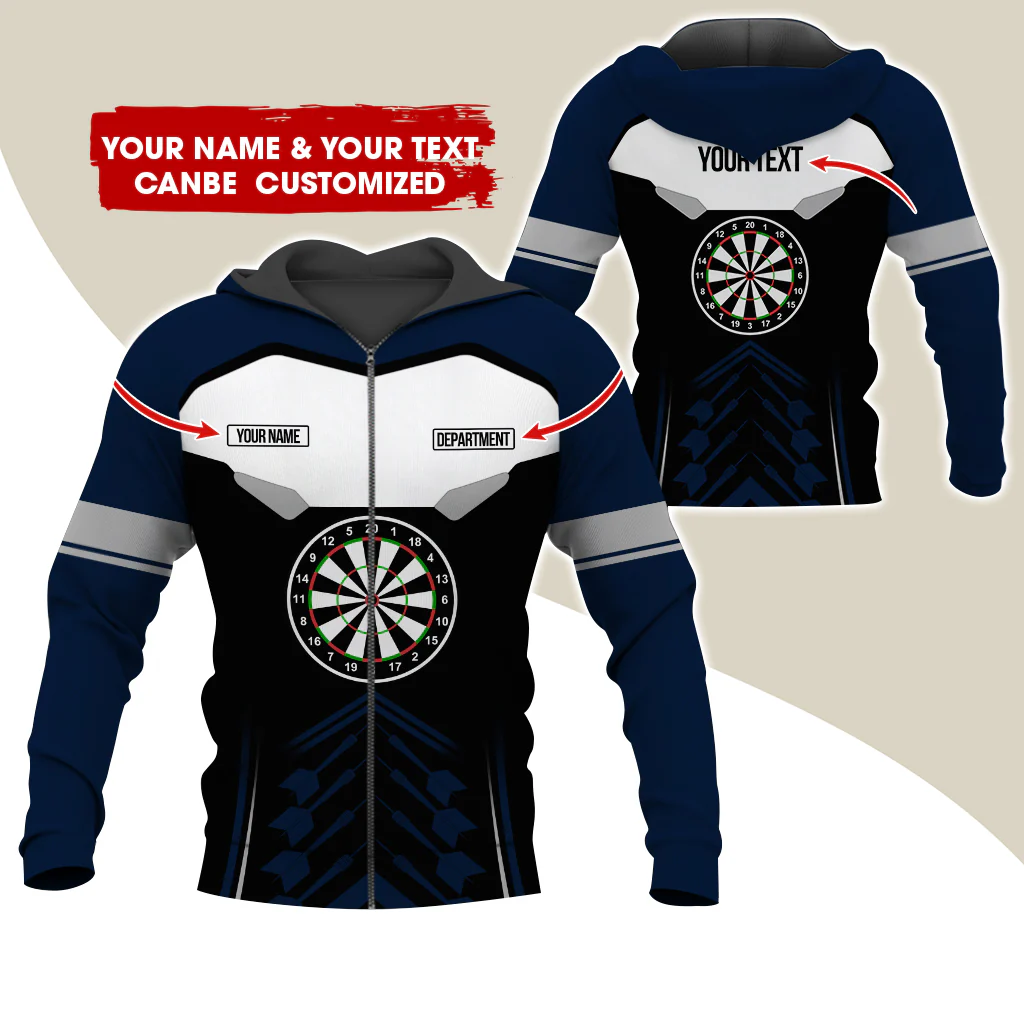 Personalized Name Darts Team Premium Zip Hoodie, Customized Dartboard Zip Hoodie For Men & Women - Gift For Darts Lovers, Darts Players - Image 5