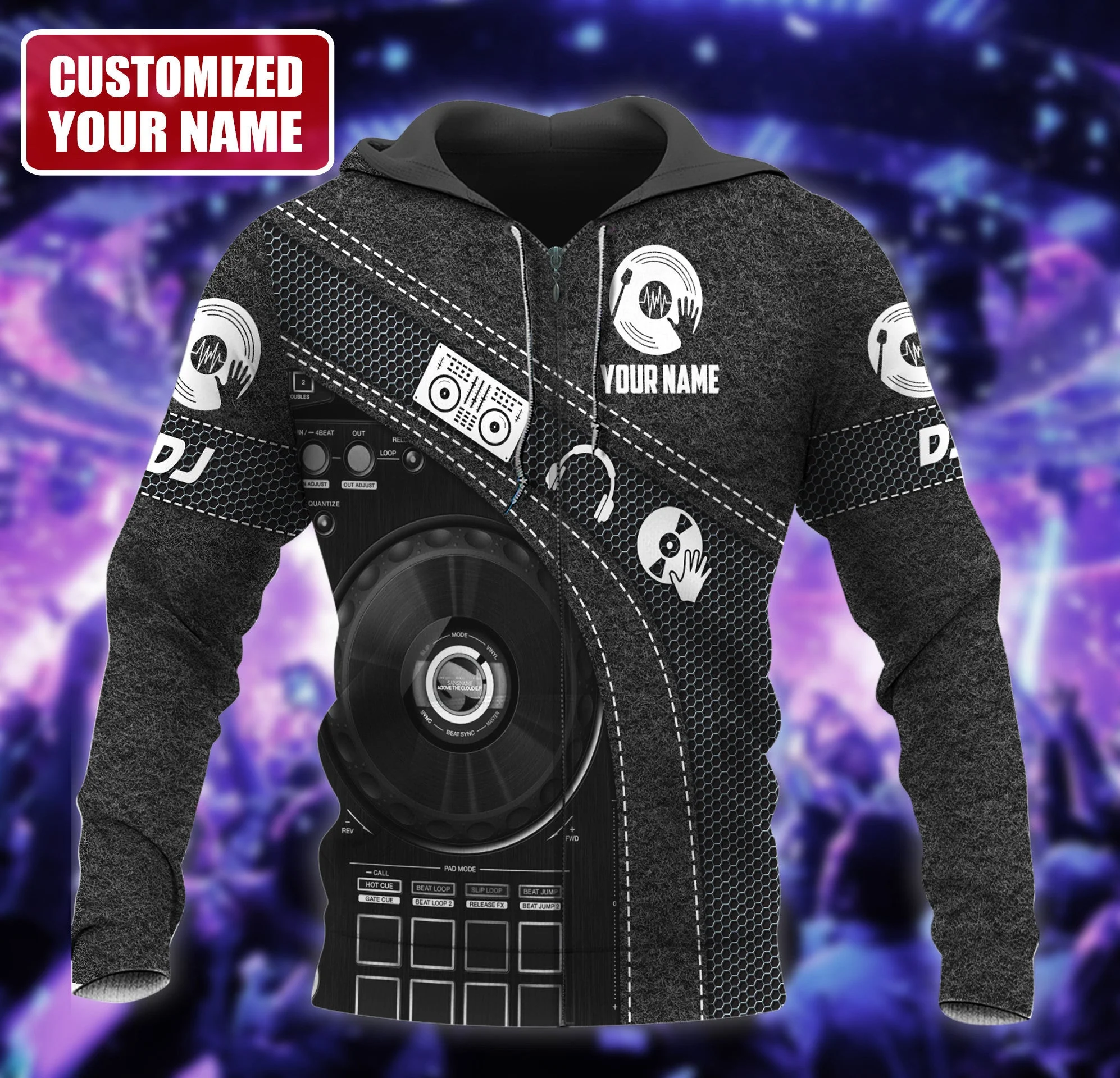 Personalized Name Disc Jockey Shirts - Custom Name DJ Shirts, DJ Gear Black Clothes, Perfect DJ Shirts for Men & Women - Image 2