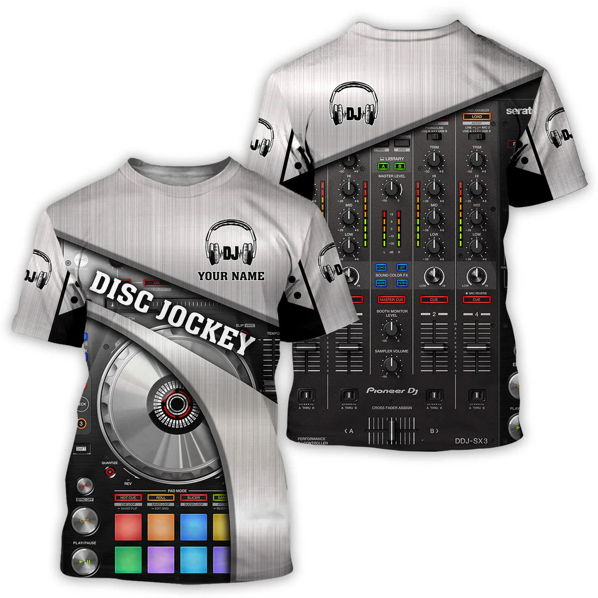 Personalized Name DJ Shirts - Custom Name DJ Table, Funny & Crazy DJ Grey Shirts, Perfect DJ Shirts for Men & Women - Image 3