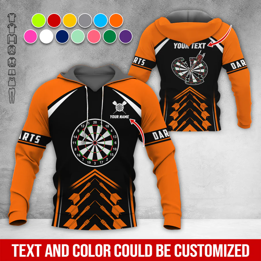 Personalized Name & Text Darts Premium Hoodie, Broken Darts Pattern Hoodie, Perfect Gift For Darts Lovers, Friend, Family - Image 11