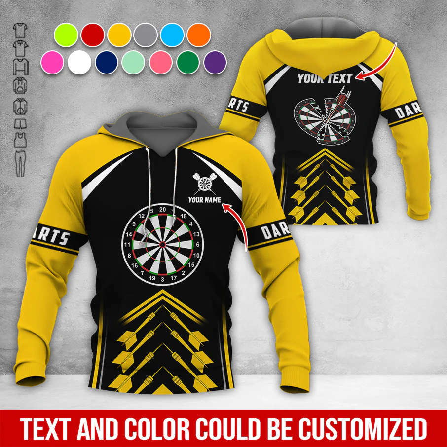 Personalized Name & Text Darts Premium Hoodie, Broken Darts Pattern Hoodie, Perfect Gift For Darts Lovers, Friend, Family - Image 6