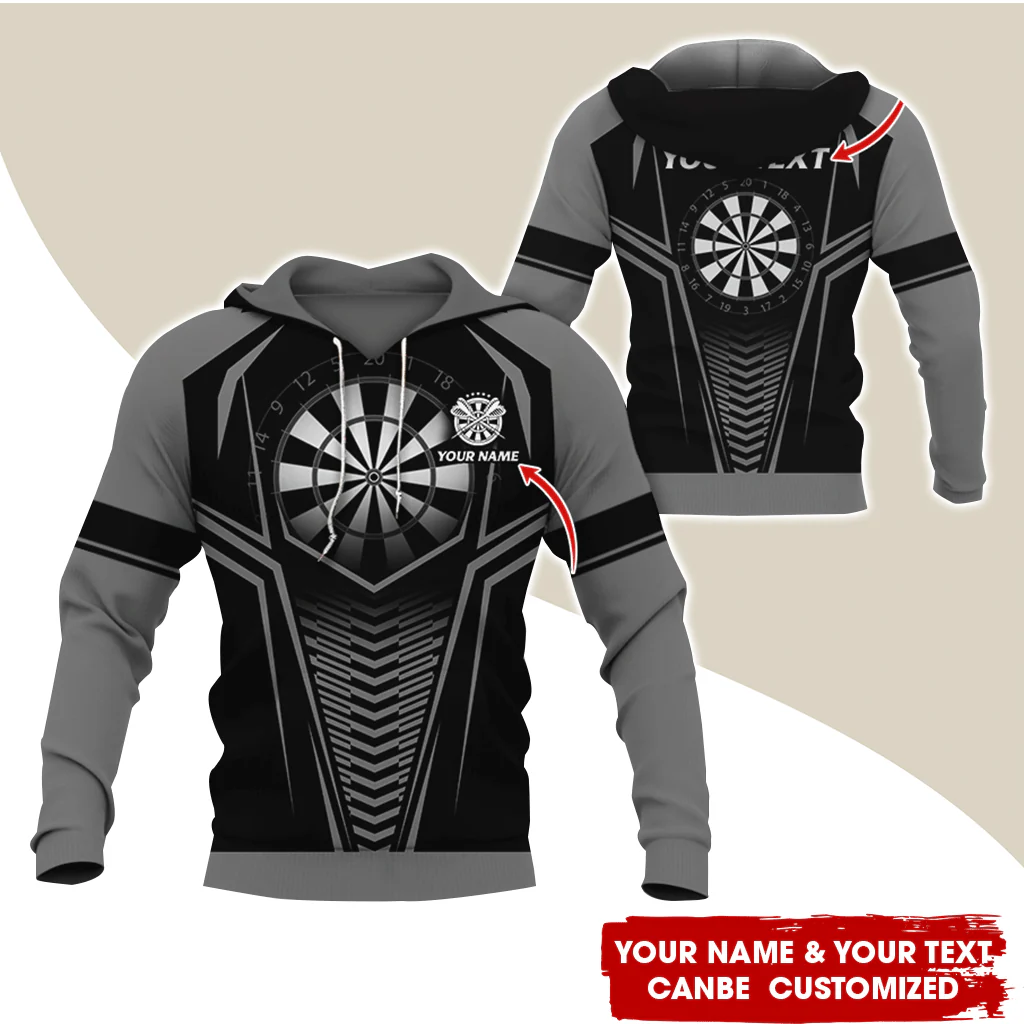 Personalized Name & Text Darts Premium Hoodie, Darts Sport Pattern Hoodie For Men & Women, Perfect Gift For Darts Lovers, Friend, Family - Image 2