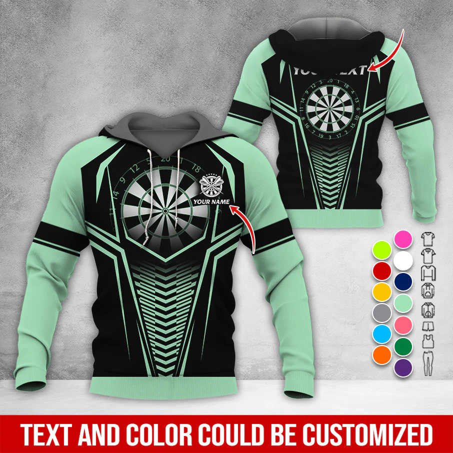 Personalized Name & Text Darts Premium Hoodie, Darts Sport Pattern Hoodie For Men & Women, Perfect Gift For Darts Lovers, Friend, Family - Image 3