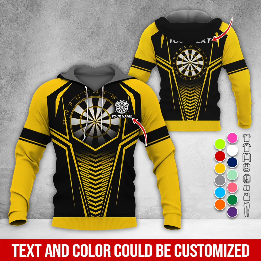 Personalized Name & Text Darts Premium Hoodie, Darts Sport Pattern Hoodie For Men & Women, Perfect Gift For Darts Lovers, Friend, Family - Image 4