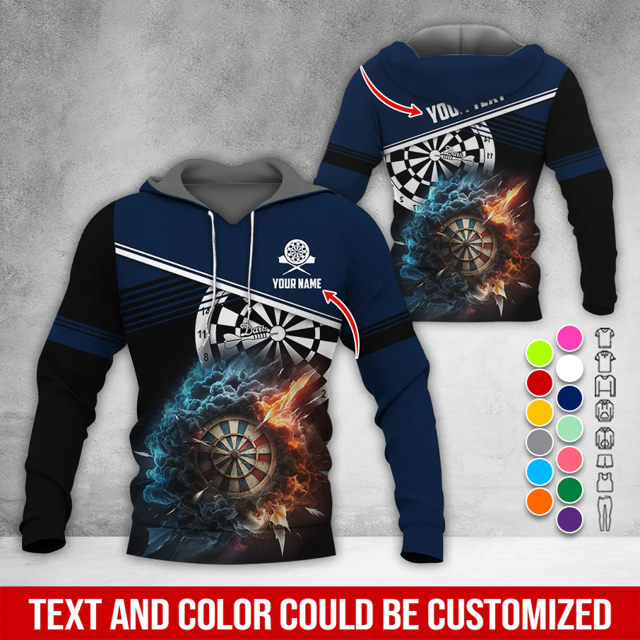 Personalized Name & Text Darts Premium Hoodie, Darts & Storm Pattern Hoodie, Perfect Gift For Darts Lovers, Friend, Family - Image 7