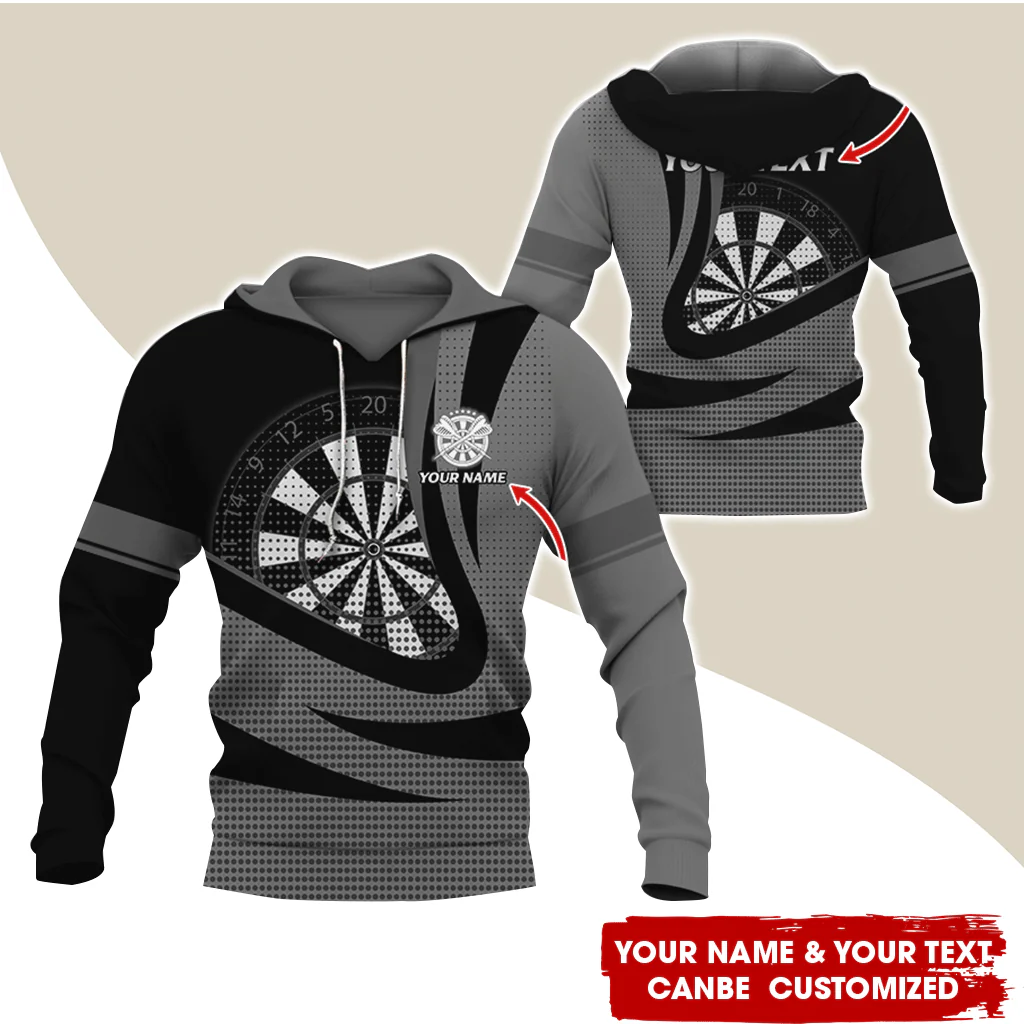 Personalized Name & Text Darts Premium Hoodie, Spot Pattern Darts Hoodie, Perfect Gift For Darts Lovers, Friend, Family - Image 2