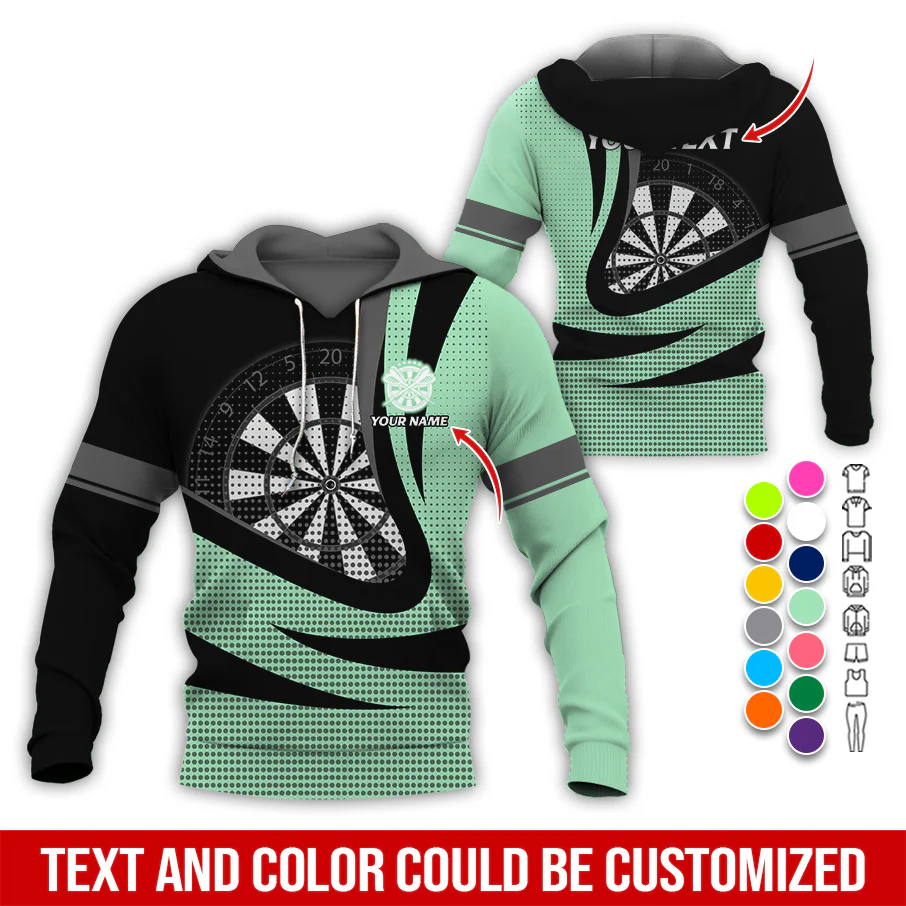 Personalized Name & Text Darts Premium Hoodie, Spot Pattern Darts Hoodie, Perfect Gift For Darts Lovers, Friend, Family - Image 3