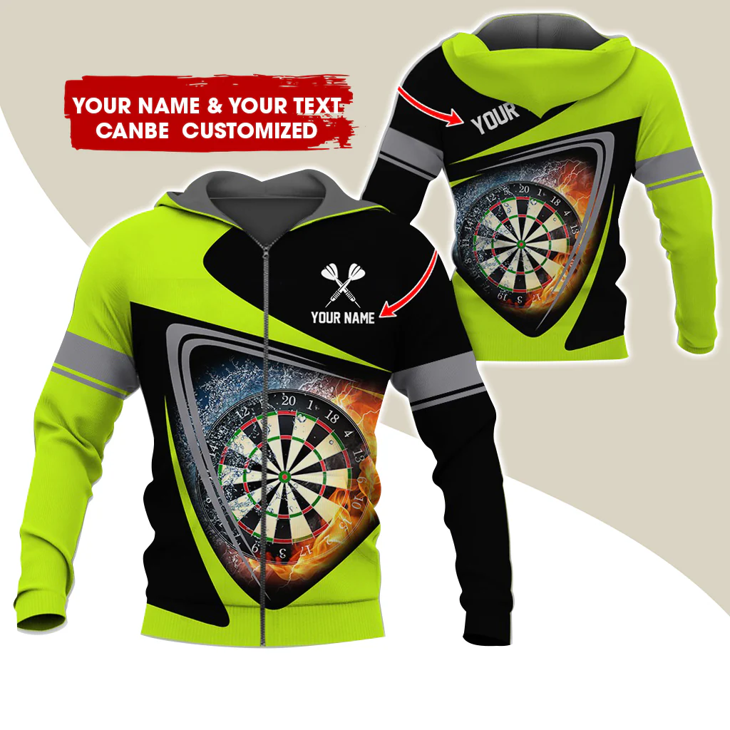 Personalized Name & Text Darts Premium Zip Hoodie, Custom Fire Dartboard Zip Hoodie For Men & Women - Gift For Darts Lovers, Darts Players - Image 7