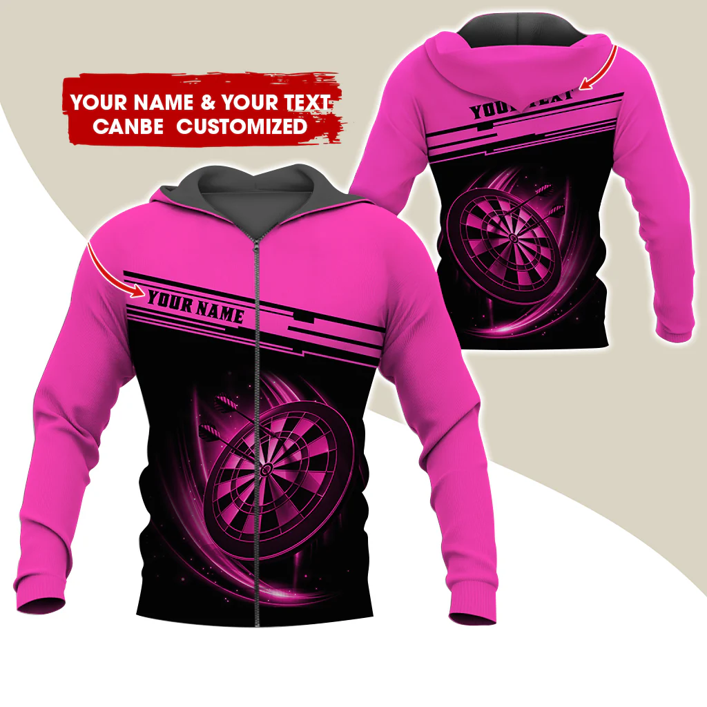 Personalized Name & Text Darts Premium Zip Hoodie, Custom Name Dartboard Zip Hoodie For Men & Women - Gift For Darts Lovers, Darts Players - Image 10