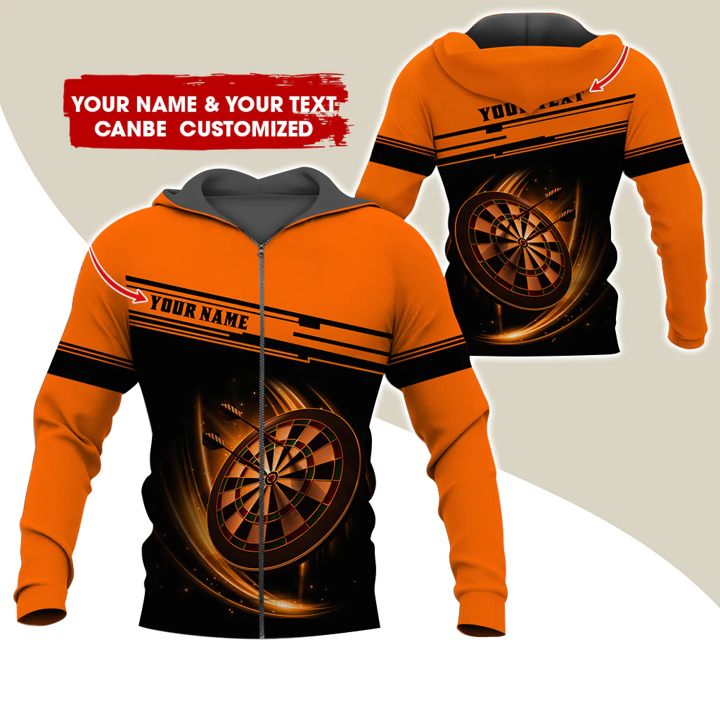 Personalized Name & Text Darts Premium Zip Hoodie, Custom Name Dartboard Zip Hoodie For Men & Women - Gift For Darts Lovers, Darts Players - Image 11
