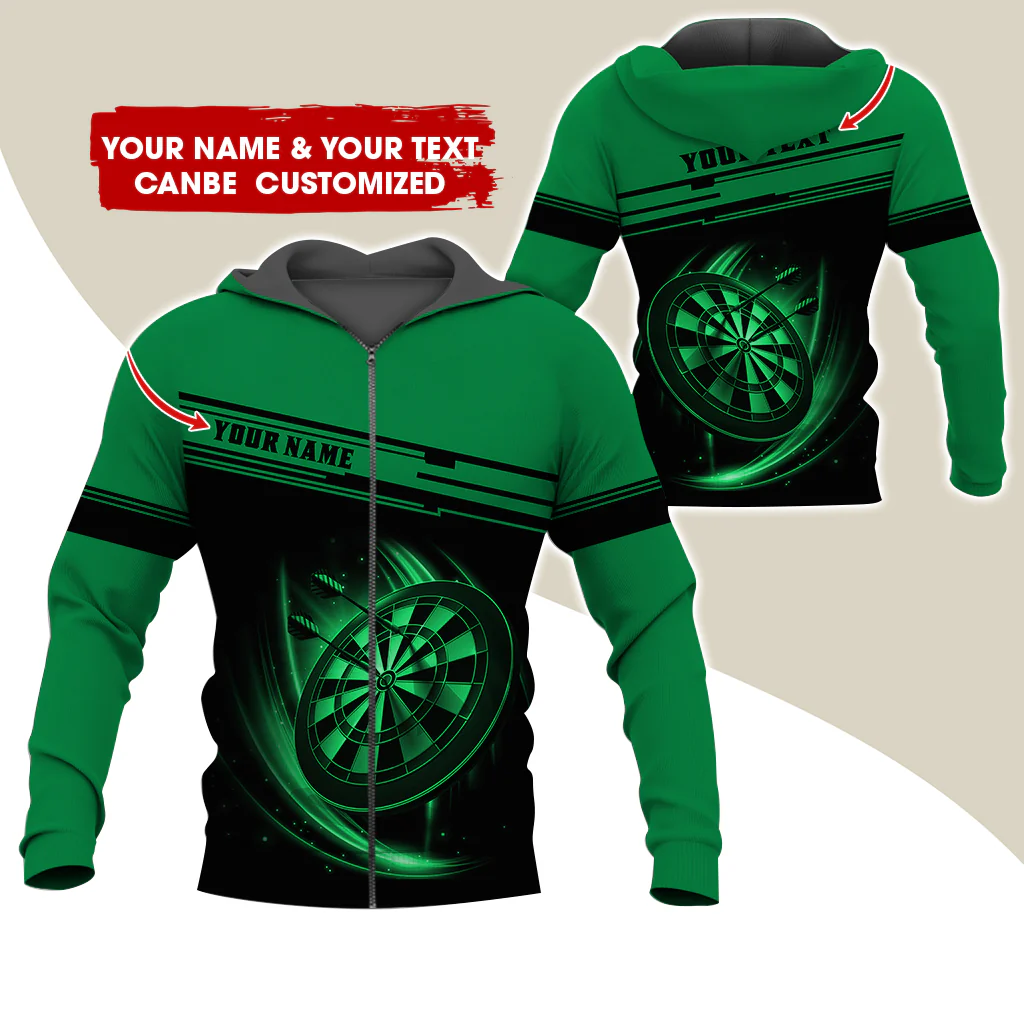 Personalized Name & Text Darts Premium Zip Hoodie, Custom Name Dartboard Zip Hoodie For Men & Women - Gift For Darts Lovers, Darts Players - Image 6