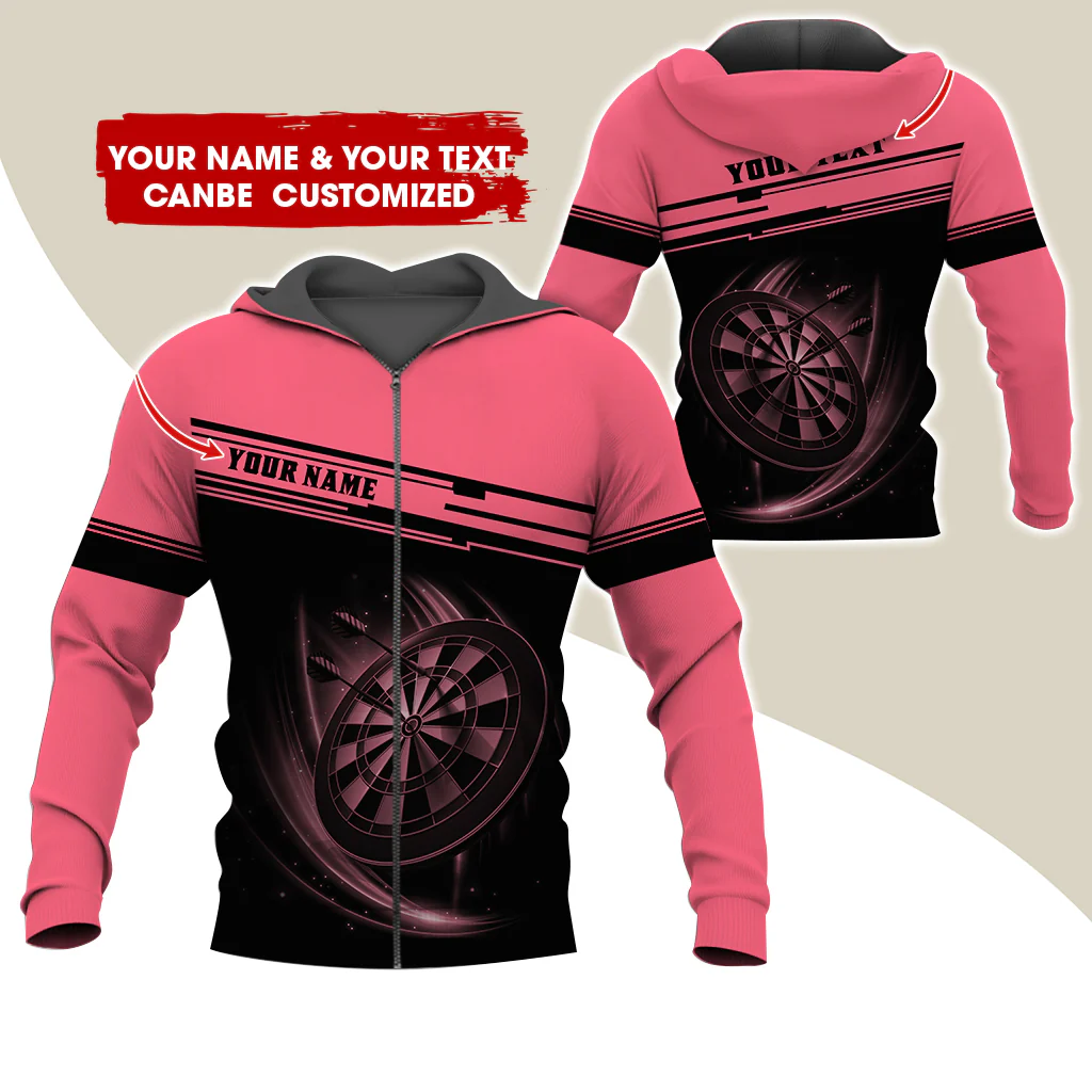 Personalized Name & Text Darts Premium Zip Hoodie, Custom Name Dartboard Zip Hoodie For Men & Women - Gift For Darts Lovers, Darts Players - Image 7