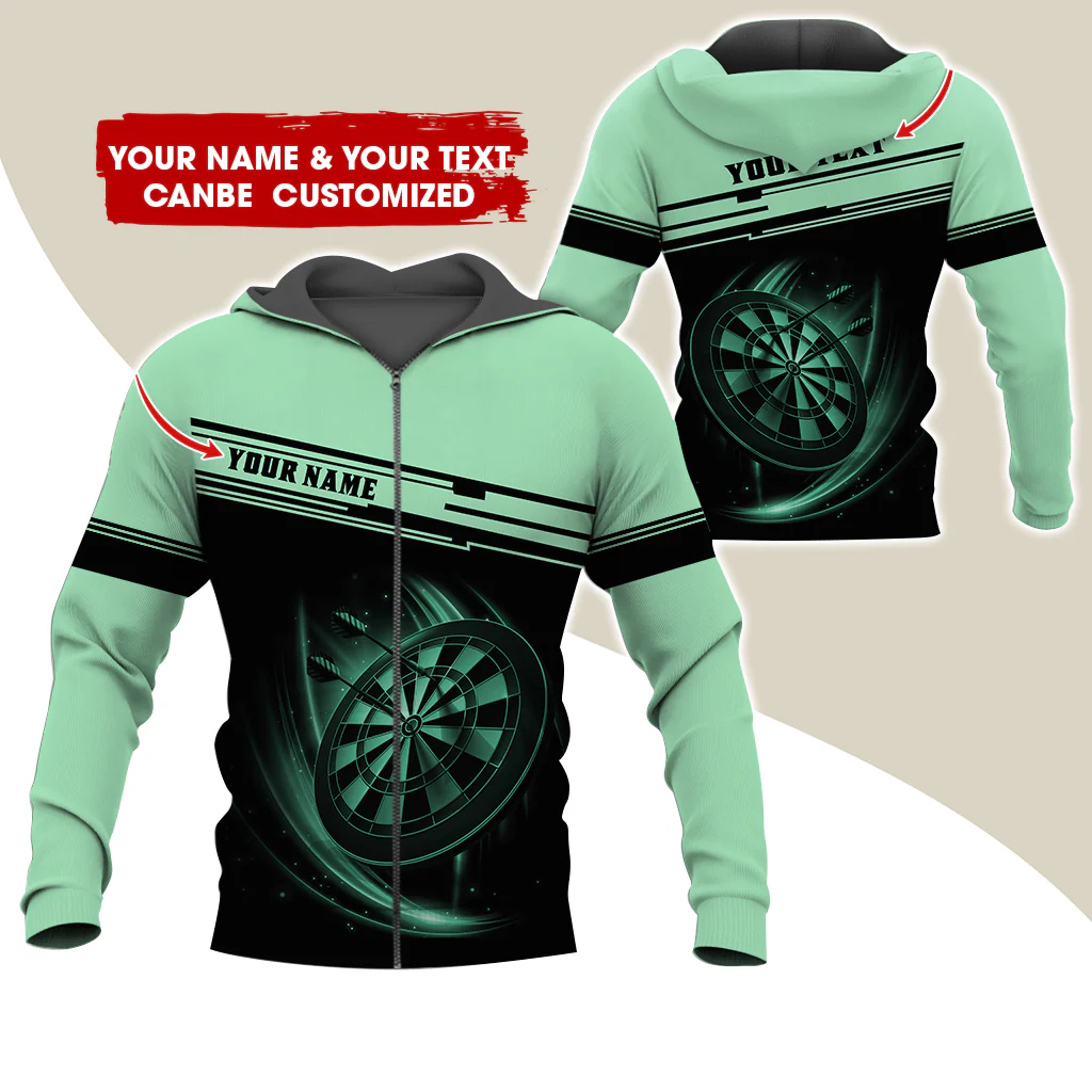 Personalized Name & Text Darts Premium Zip Hoodie, Custom Name Dartboard Zip Hoodie For Men & Women - Gift For Darts Lovers, Darts Players - Image 8