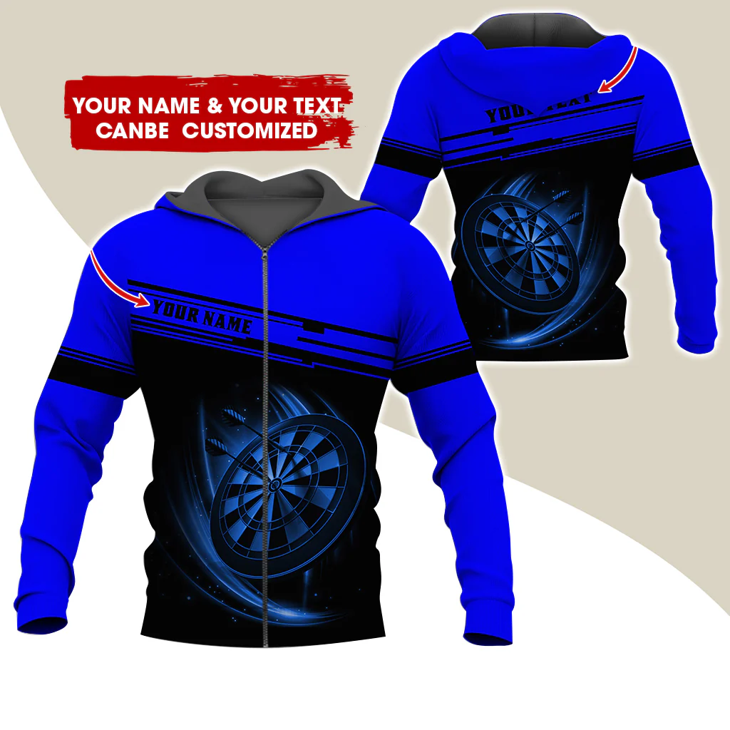 Personalized Name & Text Darts Premium Zip Hoodie, Custom Name Dartboard Zip Hoodie For Men & Women - Gift For Darts Lovers, Darts Players - Image 9