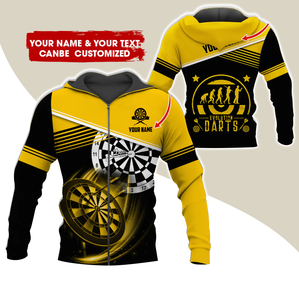 Personalized Name & Text Darts Premium Zip Hoodie, Customized Evolution Darts Player Zip Hoodie For Men & Women - Gift For Darts Lovers, Darts Players - Image 10