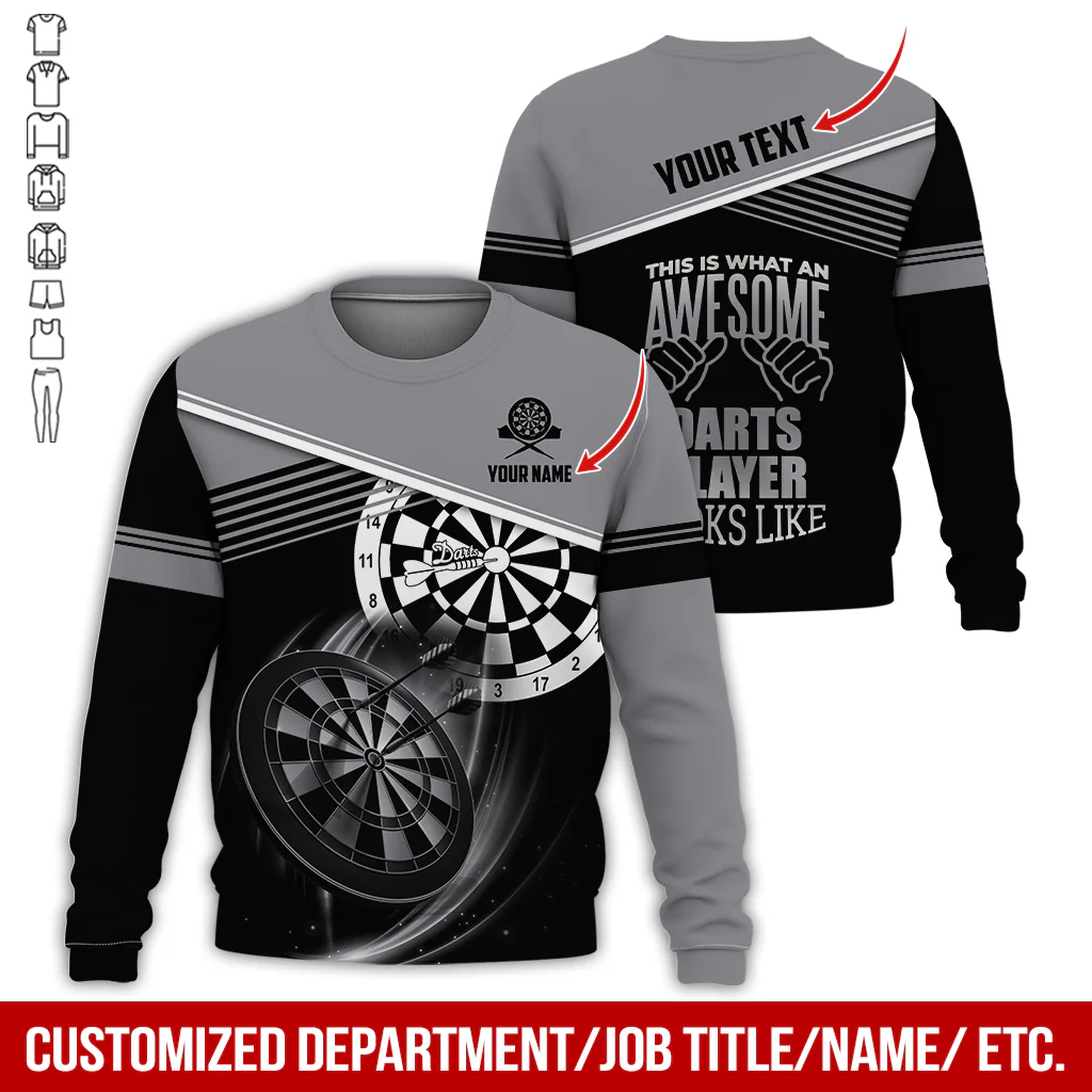 Personalized Name & Text Darts Sweatshirt, Customized Awesome Darts Player Sweatshirt For Men & Women - Gift For Darts Lovers, Darts Players - Image 10