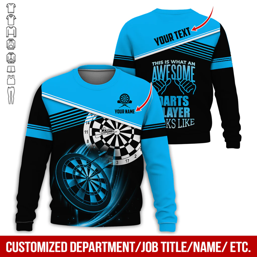 Personalized Name & Text Darts Sweatshirt, Customized Awesome Darts Player Sweatshirt For Men & Women - Gift For Darts Lovers, Darts Players - Image 3