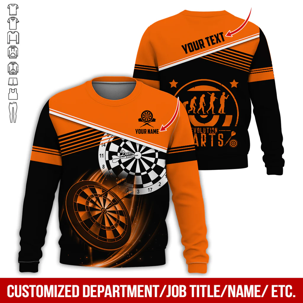 Personalized Name & Text Darts Sweatshirt, Customized Evdlution Darts Player Sweatshirt For Men & Women - Gift For Darts Lovers, Darts Players - Image 7
