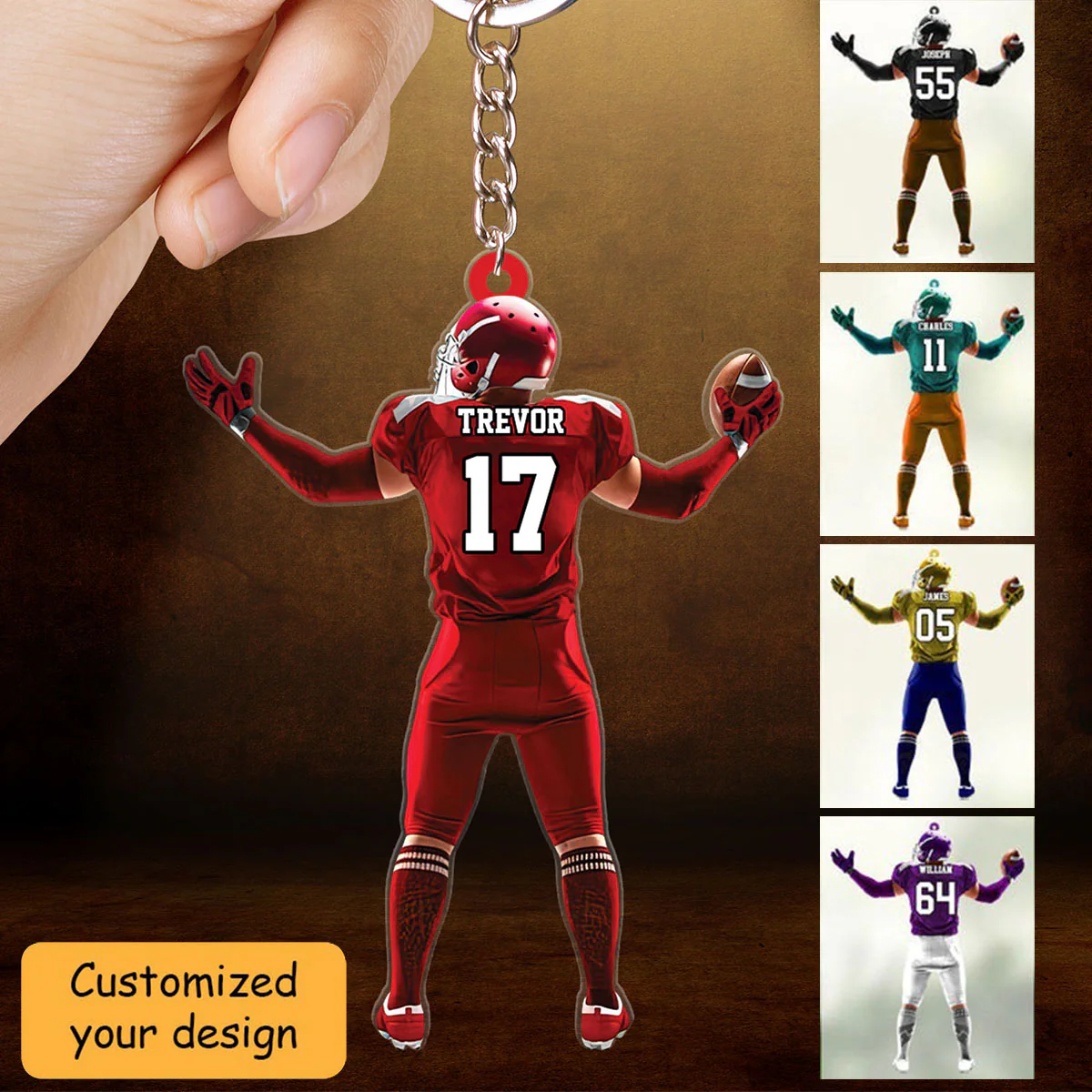 Personalized Ornament American Football Acrylic Keychain, Christmas Acrylic Keychain For Football Player, Football Lovers - Image 2