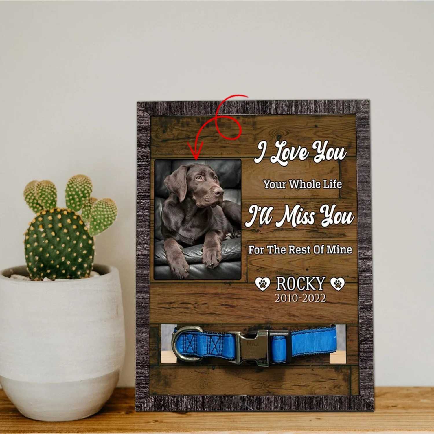 Personalized Pet Collar Frame - Labrador Dog Photo Keepsake, Pet Loss Sympathy, Memorial Pet Collar Sign - Gift For Pet Lovers, Grieving Pet Owner
