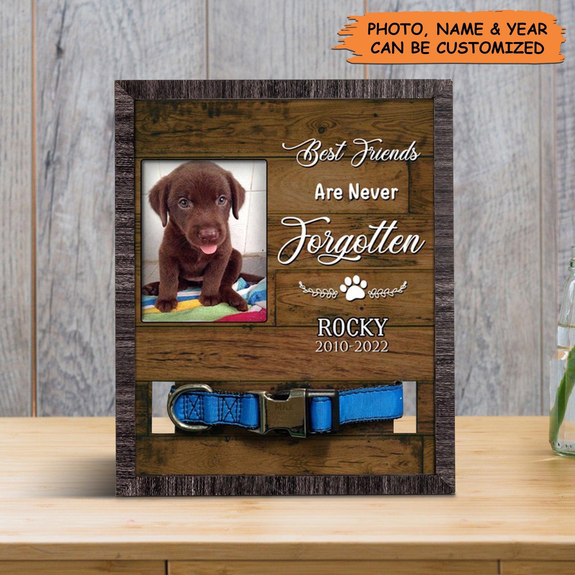 Personalized Pet Collar Frame - Pawprints On My Heart Custom Dog Collar Frame, Pet Loss Sympathy, Custom Memorial Pet Collar Sign- Gift For Pet Lovers - Image 2