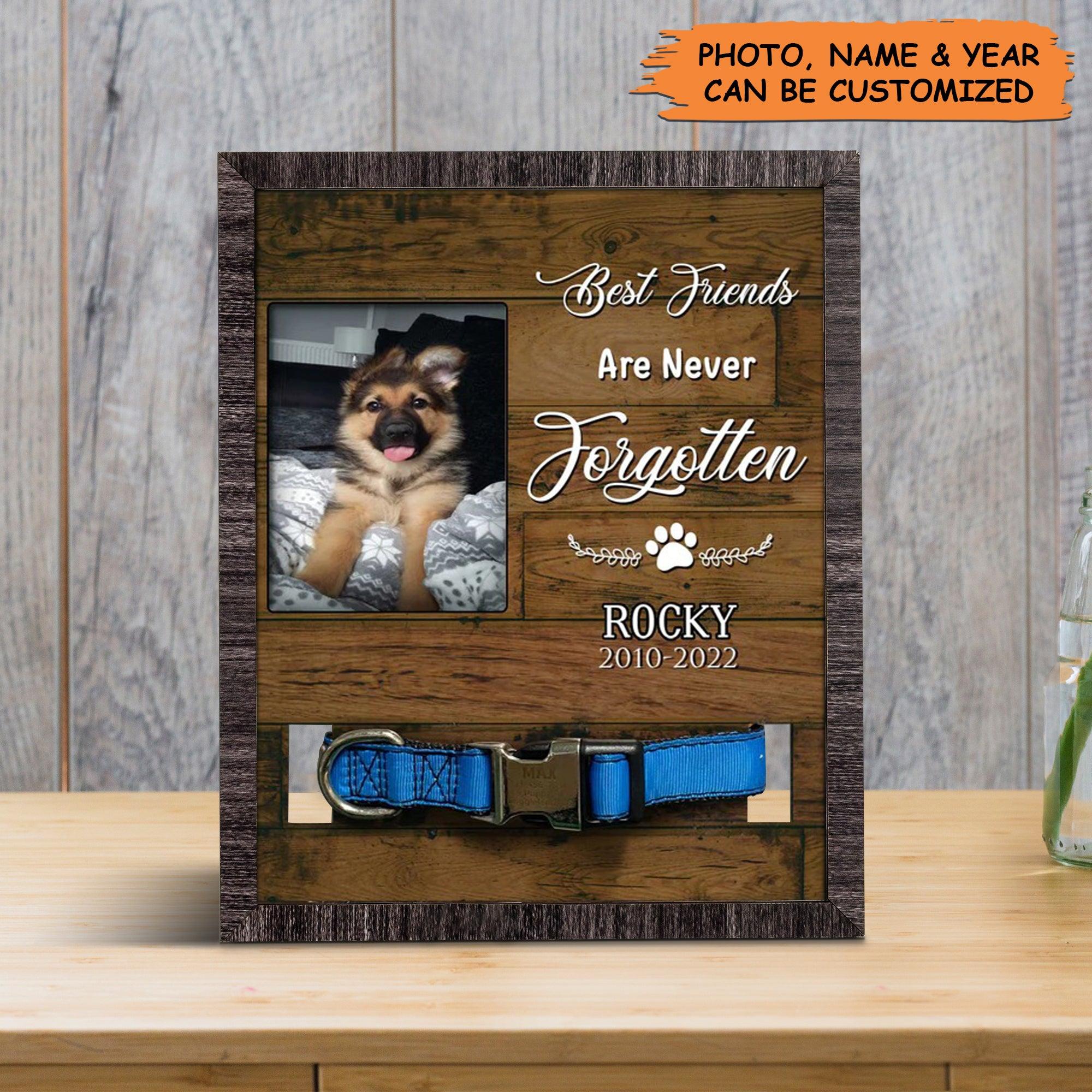 Personalized Pet Collar Frame - Pawprints On Our Hearts Picture Frame, Memorial Pet Collar Sign, Pet Loss Sympathy - Gift For Pet Lovers, Friend - Image 2
