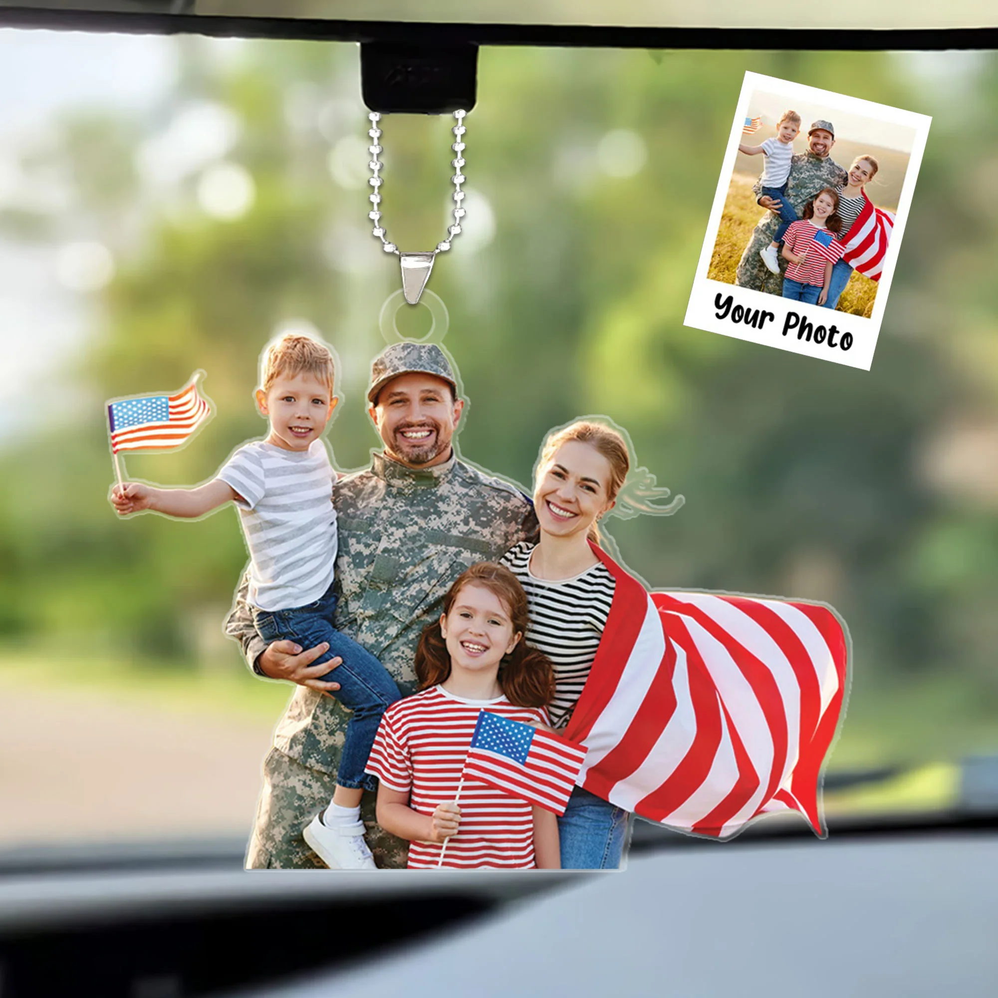 Personalized Photo Car Ornament, Custom Your Family Photo Car Ornament, Best Christmas Gift For Military Families - Image 2