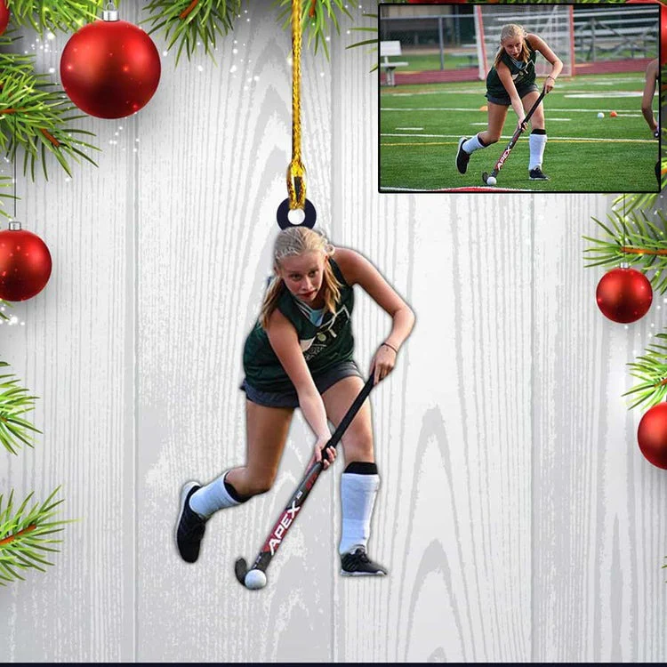 Personalized Photo Field Hockey Players Custom Shaped Hockey Acrylic Keychain For Daughter, Women - Image 3