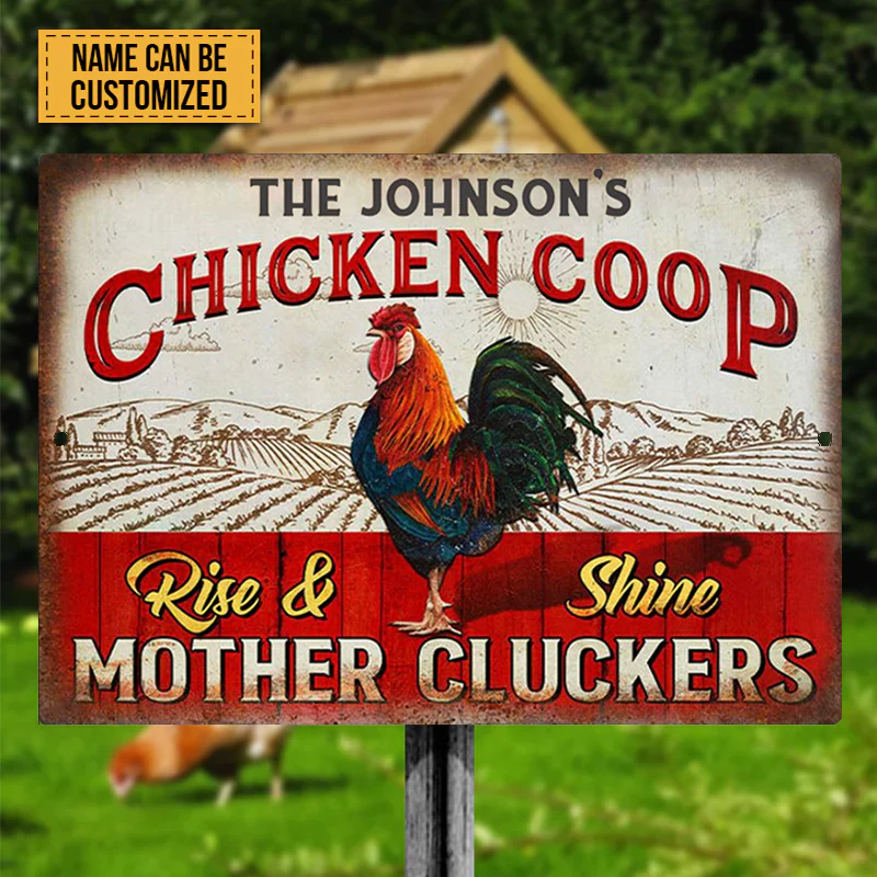 Personalized Rooster Chicken Coop Rise And Shine Metal Signs, Mother Cluckers Metal Signs For Farm House Decoration - Image 2