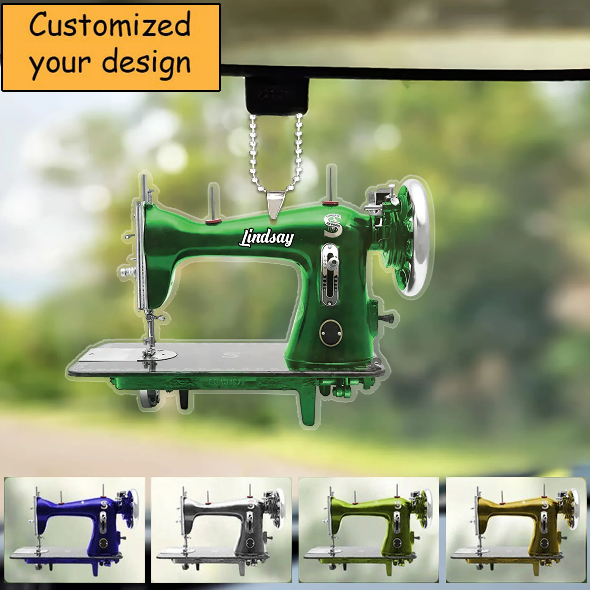 Personalized Sewing Machine Christmas Acrylic Keychain, Custom Shape Acrylic Keychain, Sewing Lover Acrylic Keychain Christmas - Image 5
