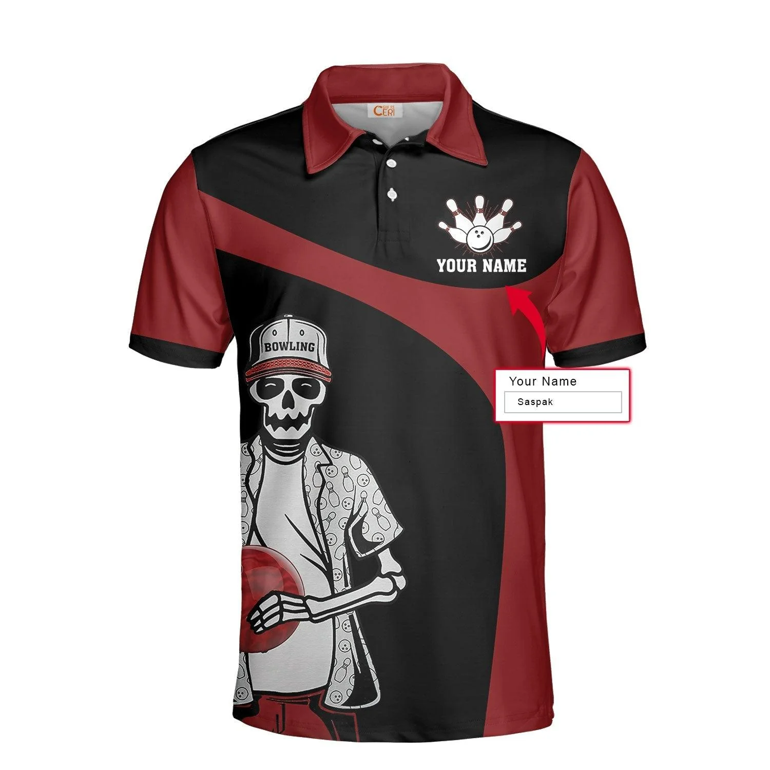 Personalized Skeleton Billiards Pool Men Polo Shirt, Strike Custom Polo Shirt, Best Gift For Billiards Lovers - Image 2
