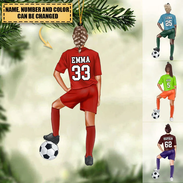 Personalized Soccer Player Christmas Ornament, Custom Shape Acrylic Ornament - Great Gift Idea For Soccer Players, Soccer Lovers - Image 3
