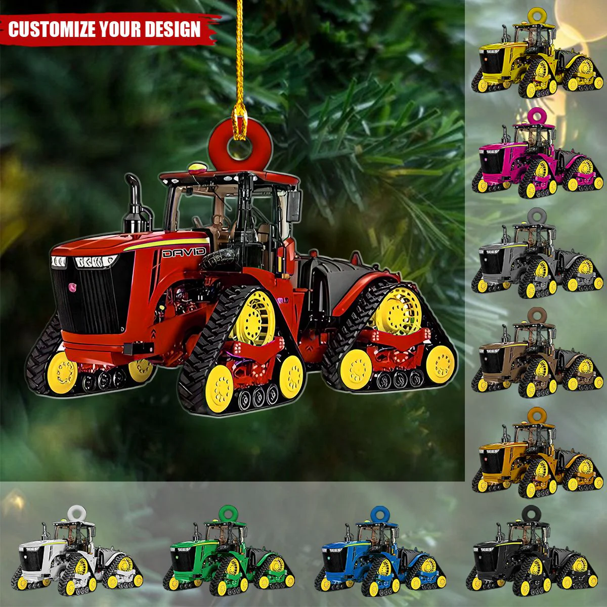 Personalized Versatile Tractor Flat Acrylic Ornament, Christmas Ornament Gift For Farmer Tractor Driver - Image 2