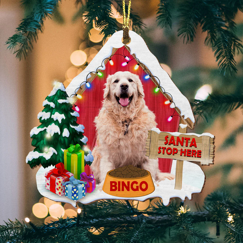 Pet House Christmas Ornaments With Customized Name And Photo Santa Stop Here Custom Shape Acrylic Ornaments New Year Gifts - Image 2