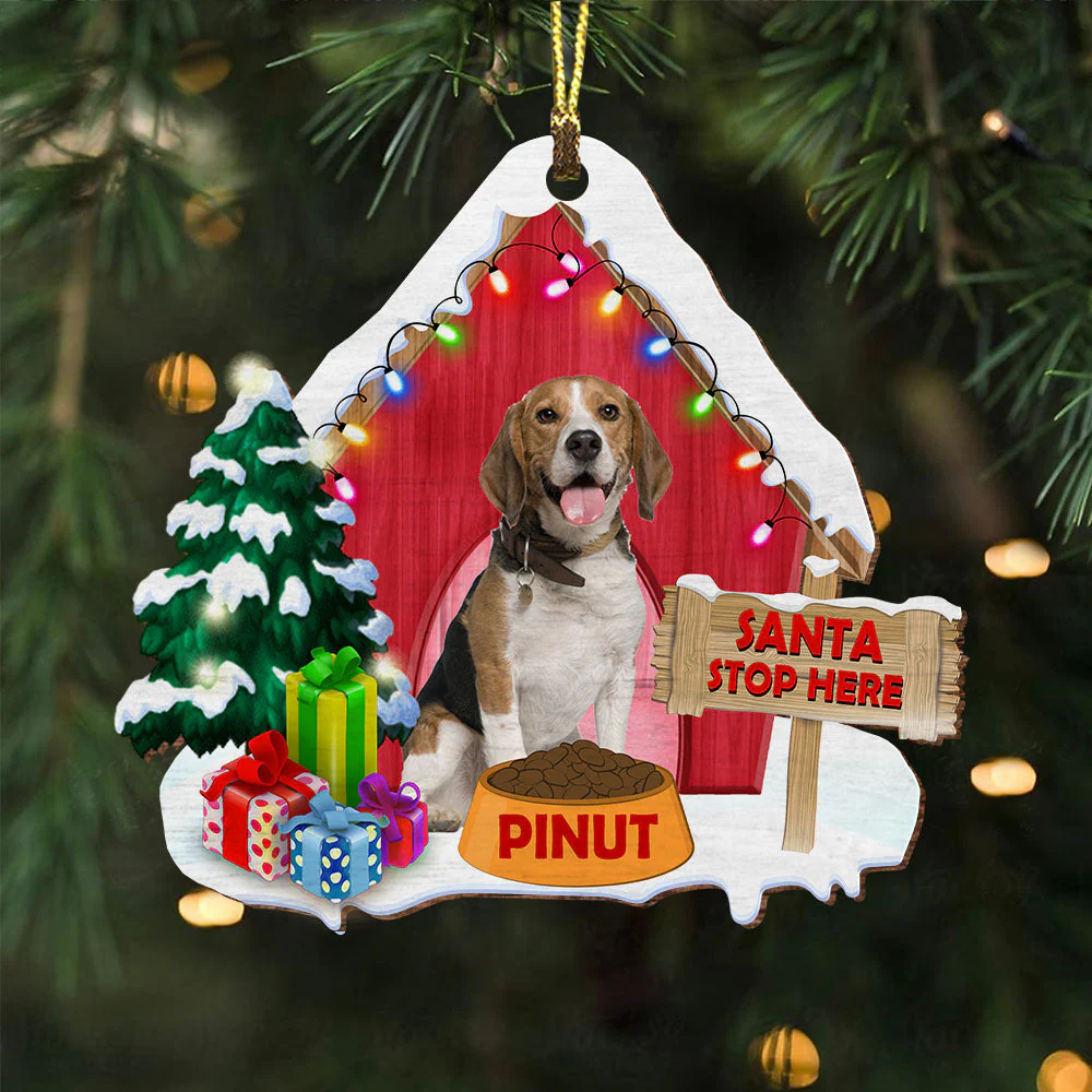 Pet House Christmas Ornaments With Customized Name And Photo Santa Stop Here Custom Shape Acrylic Ornaments New Year Gifts - Image 3