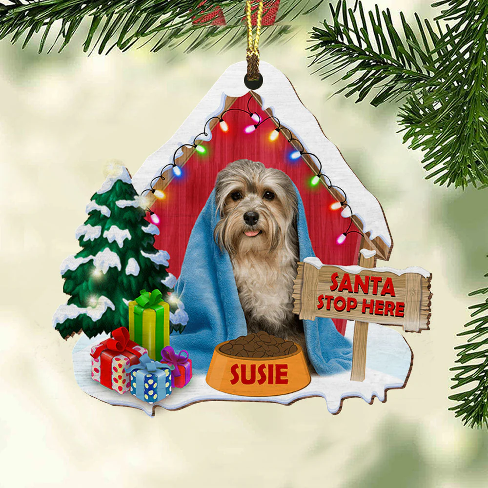 Pet House Christmas Ornaments With Customized Name And Photo Santa Stop Here Custom Shape Acrylic Ornaments New Year Gifts - Image 4