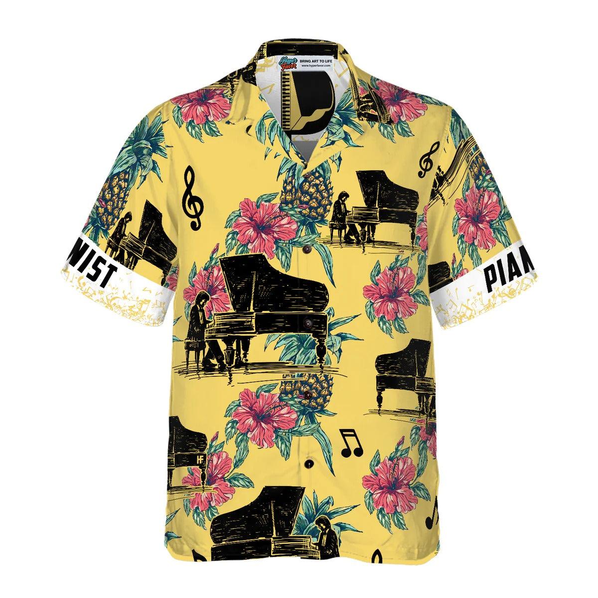 Piano Hawaiian Shirt Custom, Pianist Pineapple Seamless Pattern Hawaiian Shirt, Pineapple Aloha Hawaiian Shirt - Gift For Men, Women, Friend, Family - Image 2