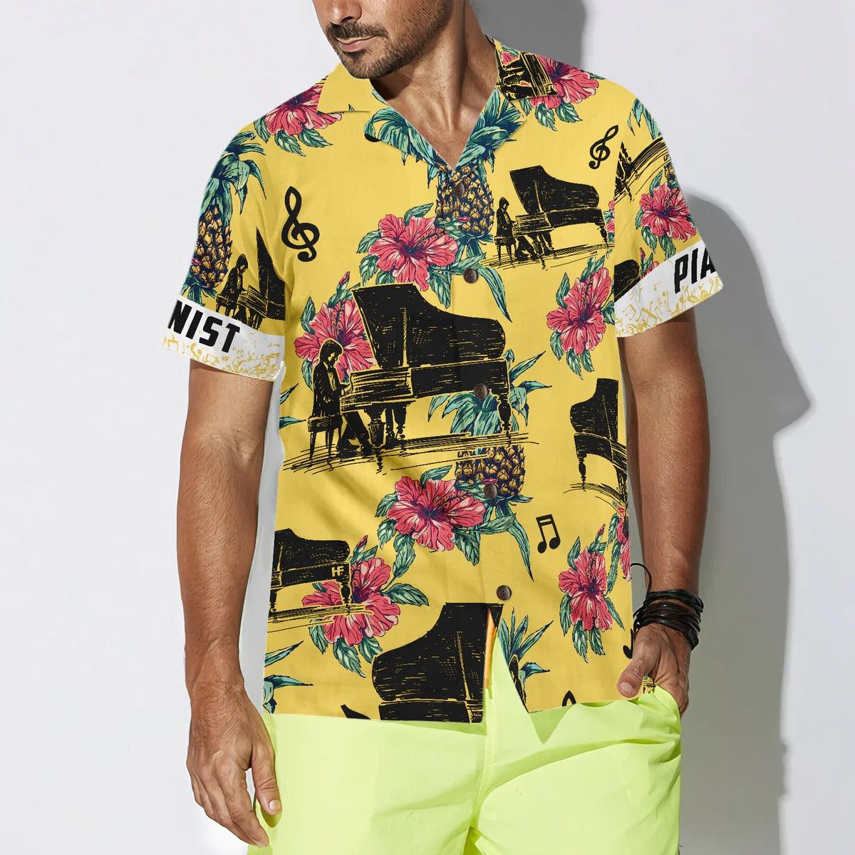 Piano Hawaiian Shirt Custom, Pianist Pineapple Seamless Pattern Hawaiian Shirt, Pineapple Aloha Hawaiian Shirt - Gift For Men, Women, Friend, Family - Image 4