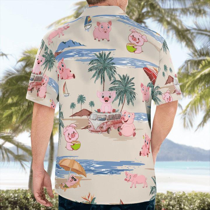Pig Aloha Hawaiian Shirt, Pig Beach Pattern Hawaiian Shirt, Pig Aloha Hawaii Shirt For Summer - Perfect Gift For Men, Women, Pig Lover, Friend, Family - Image 4