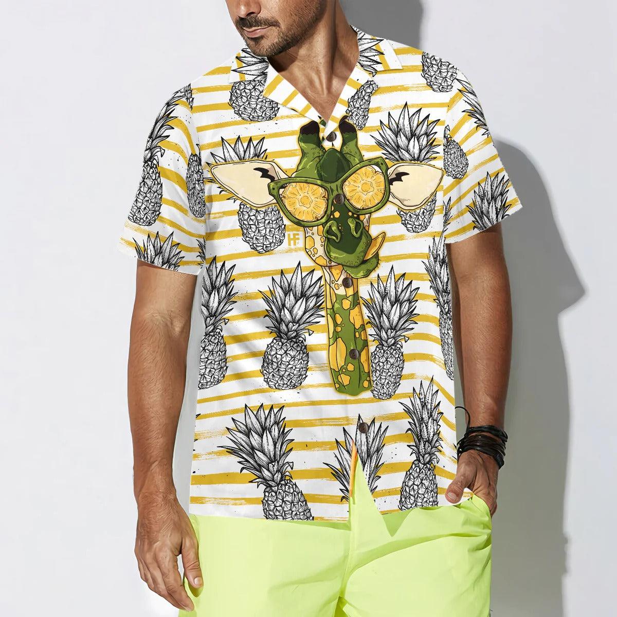 Pineapple And Giraffe Hawaiian Shirt, Giraffe Hawaiian Shirt, Tropical Pineapple Aloha Shirt, - Perfect Gift For Men, Women, Friend, Family - Image 4