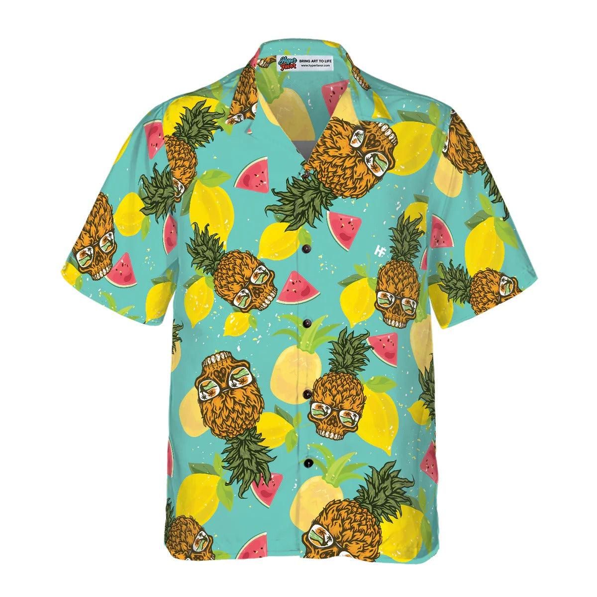 Pineapple Skull With Sunglasses Hawaiian Shirt, Pineapple Hawaiian Shirt, Skull Sunglasses Aloha Shirt - Perfect Gift For Men, Women, Friend, Family - Image 2