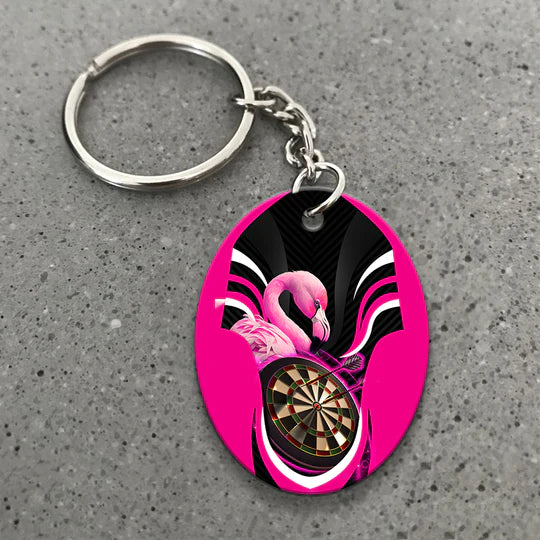 Pink Bullseye Dartboard Flamingo And Darts Acrylic Keychain - Christmas Gift For Darts Lovers, Darts Players, Family, Friends - Image 6