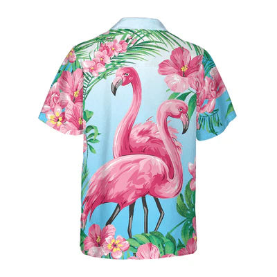 Pink Flamingo Hawaiian Shirt, Tropical Floral Aloha Shirt For Men And Women - Perfect Gift For Husband, Boyfriend, Friend, Family - Image 3