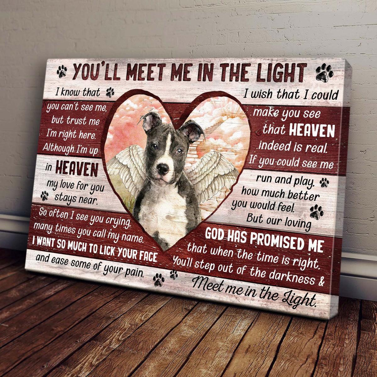 Pit Bull Landscape Canvas - Pit bull, Angel, Heaven Landscape Canvas - Gift For Pit Bull Lover - You'll meet me in the light Landscape Canvas