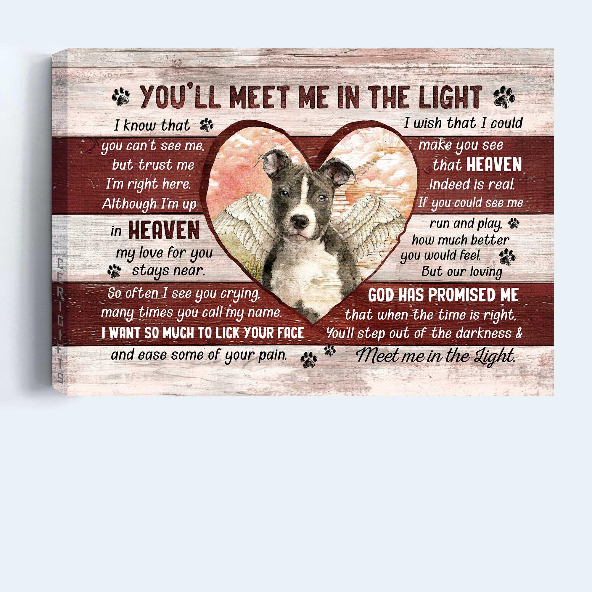 Pit Bull Landscape Canvas - Pit bull, Angel, Heaven Landscape Canvas - Gift For Pit Bull Lover - You'll meet me in the light Landscape Canvas - Image 4