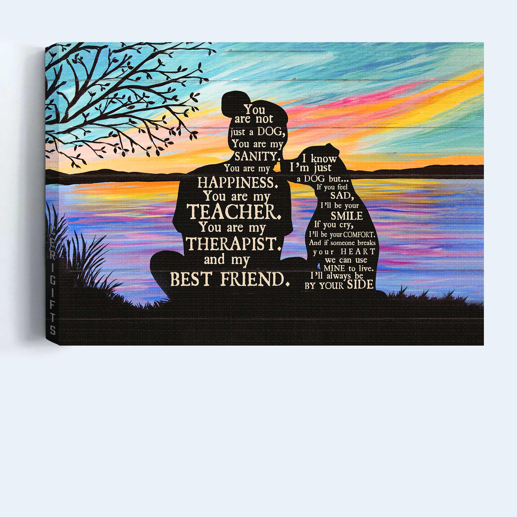 Pit Bull Premium Wrapped Landscape Canvas - Pit Bull, By The Riverside, Shadow, You Are Not Just A Dog, You're My Happiness - Gift For Pit Bull Lovers